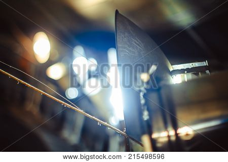 spotlights on the concert stage hang shine