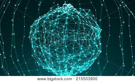 Abstract sphere background. Connection lines structure. Plexus concept art. 3d rendering