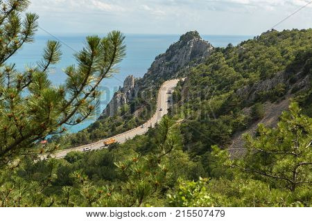 Road on the coast of the Black Sea of the Crimean peninsula