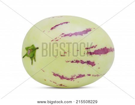 whole of green pepino melon fruit isolated on white background