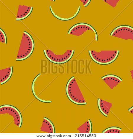Fresh Slaced Ripe Watermelon on Orange Background