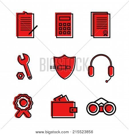 Vet of vector flat icons for commercial, economic, security topics. Used on the site, for logos