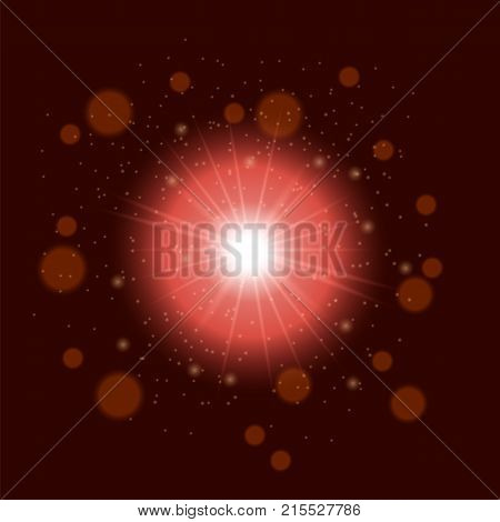 Light effect on black background. Star burst with sparkles. Rew glitter texture.