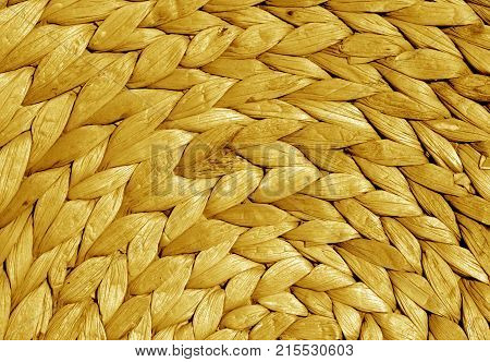 Orange Color Round Straw Mat Texture.