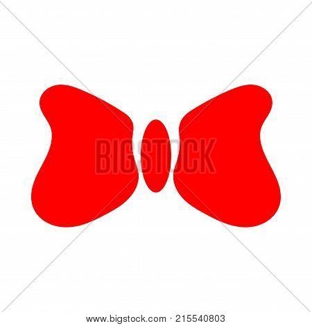 Bow tie sign. Image of elegant male. Beautiful red icon isolated on white background. Elegance symbol. Logo for celebration or ceremony. Mark of suit. Stock vector illustration