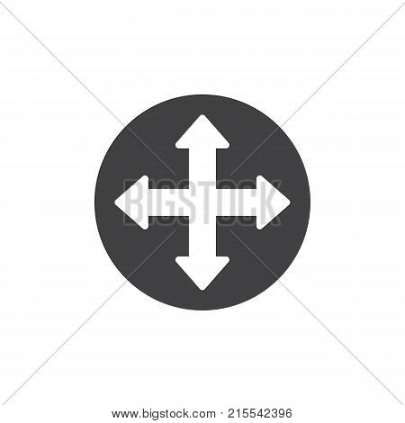 Quadro four directions arrows icon vector, filled flat sign, solid pictogram isolated on white. Fullscreen symbol, logo illustration.
