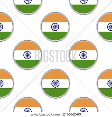 Seamless pattern from the circles with flag of India. Vector illustration