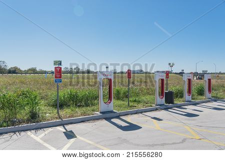 Tesla Supercharger In Flatonia, Texas, Usa