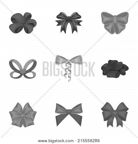 Bow, ribbon, decoration, and other  icon in monochrome style.Giftbows, node, ornamentals icons in set collection