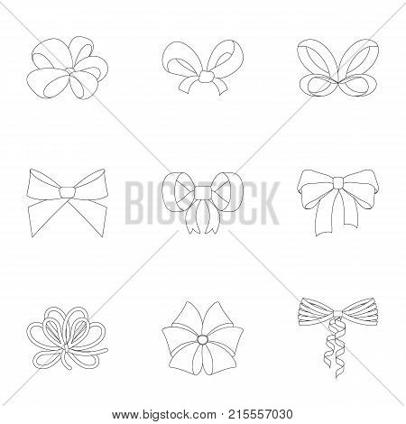 Bow, ribbon, decoration, and other  icon in outline style.Giftbows, node, ornamentals icons in set collection