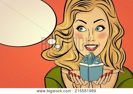 Blonde  Lady With Gift In Her Hands