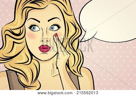 Blonde Retro Lady  With Bubble Message