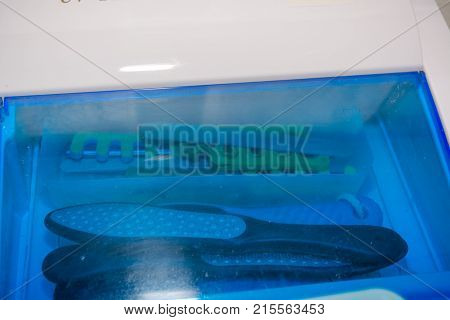 Tools Of Beauty Shop. Disinfection Of Intsrument For Beauty Shop.