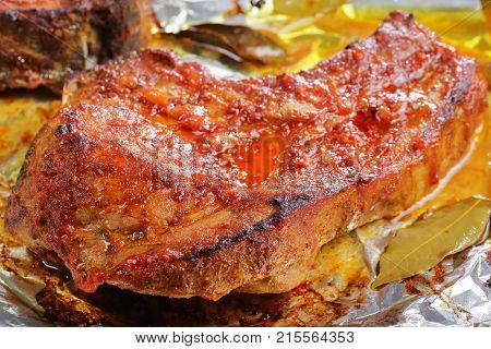 Close-up Of Oven Roasted Pork Chop