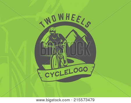 Bicycle logo. Off-road cycling. Bicyclist with helmet.