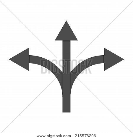Three-way road direction arrow sign Vector illustration. Eps 10.