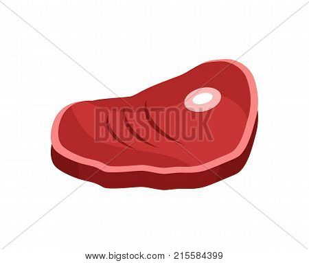 Bacon steak on bone vector illustration isolated on white background. Fresh grilled meat, nutrition beef with blood, bbc grill food