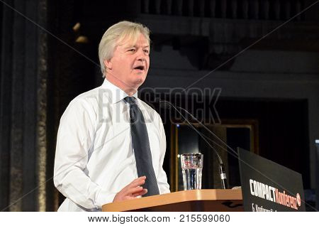 GERMANY, LEIPZIG - NOVEMBER 25, 2017: Juergen Elsaesser, Compact Konferenz