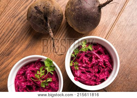 Chukandar or Beetroot Raita / Pachadi also known as koshimbir or salad