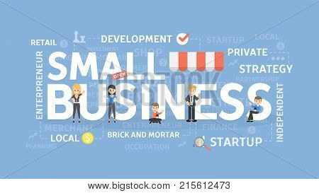 Small business concept illustration. Idea of development, money and success.