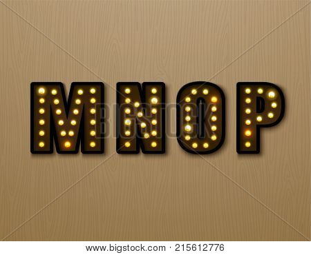 bulb light font on wood pattern vector illustration
