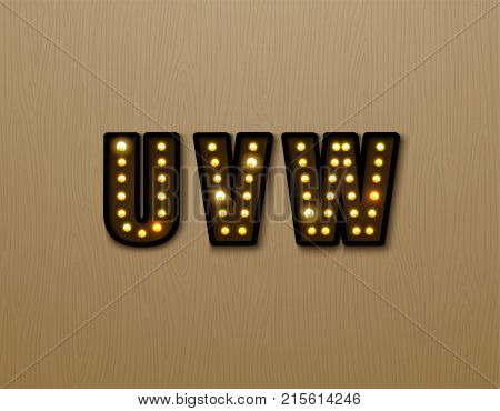 bulb light font on wood pattern vector illustration