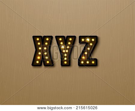 bulb light font on wood pattern vector illustration