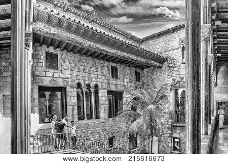 Inner Courtyard And Cloister Of Museu Picasso, Barcelona, Catalonia, Spain
