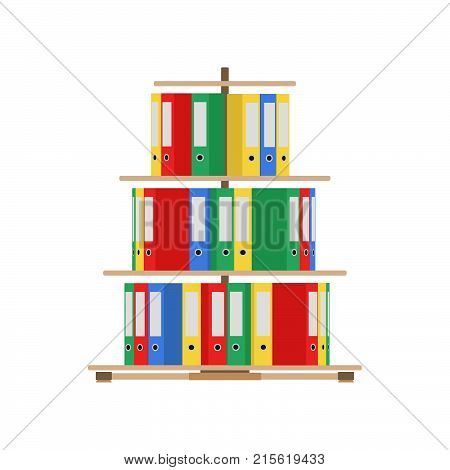 Folder office file binder vector business illustration icon. Document paper shelf. Work archive standing flat
