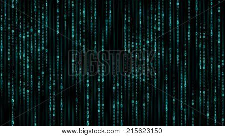 Digital information concept - binare code background. 3d render