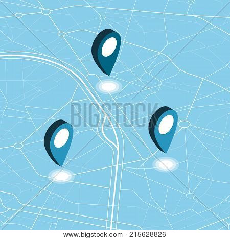 City map with pin. Vector map pointer icon. Dashboard theme creative infographic of city map navigation.