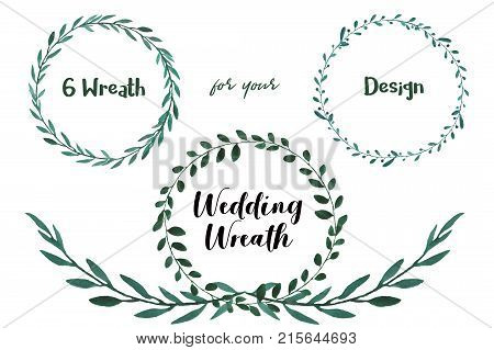 Watercolor Wedding Wreaths. Here is a 6 wedding wreaths performed by hand. Beauty wreaths for your design.