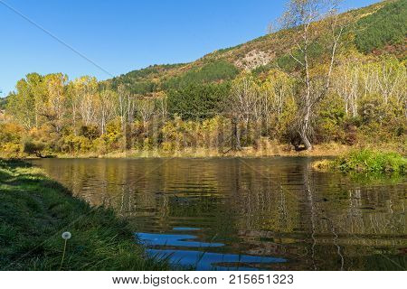 Autumn Landscape of Iskar River near Pancharevo lake, Sofia city Region, Bulgaria