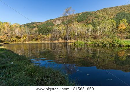 Autumn Landscape of Iskar River near Pancharevo lake, Sofia city Region, Bulgaria