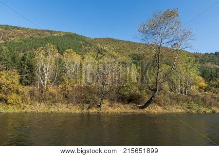 Autumn Landscape of Iskar River near Pancharevo lake, Sofia city Region, Bulgaria
