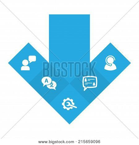 Collection Of Assistant, Translate, Support And Other Elements.  Set Of 5 Support Icons Set.