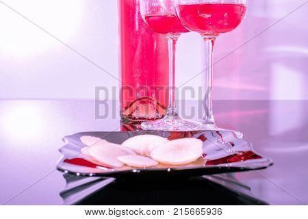 Glasses Of Rose Wine