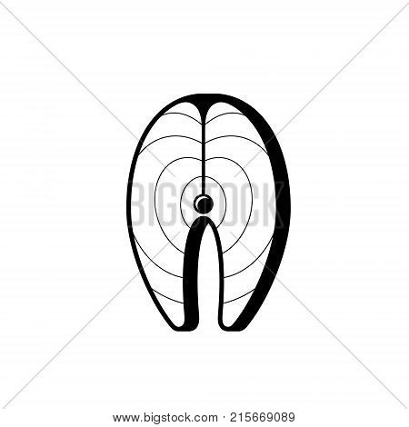 Fish steak icon. Salmon Tuna Pangasius piece of fish. Vector isolated minimal illustration.
