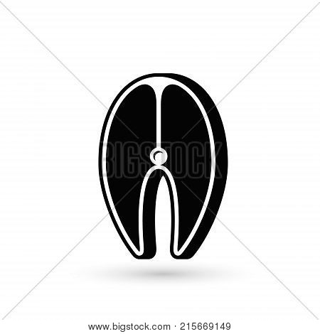 Fish steak icon. Salmon Tuna Pangasius steak piece of fish. Vector illustration isolated on white background.