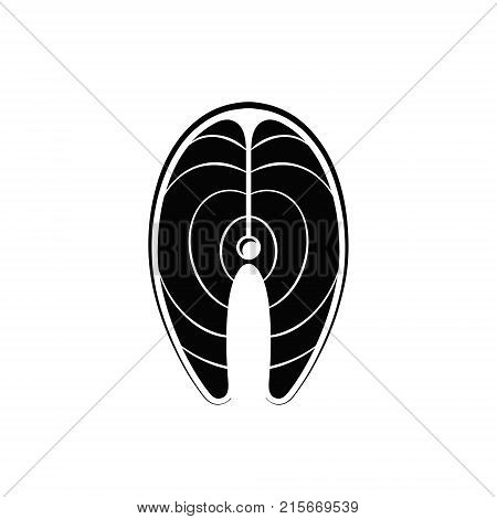Fish steak icon. Salmon Tuna Pangasius steak section of fish. Vector illustration isolated on white.