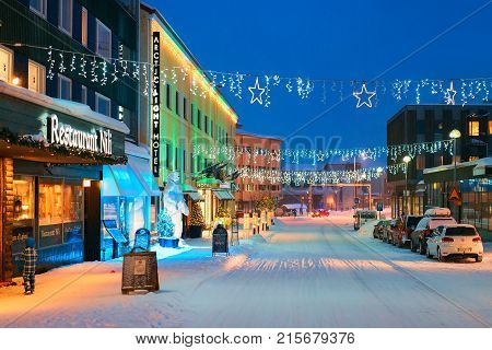 Lordi Square Of Winter Rovaniemi At Night