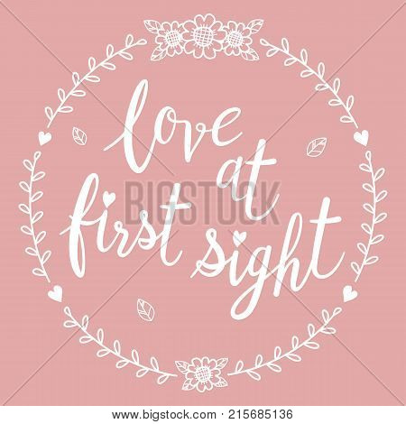 Love at First sight calligraphy isolated qoute.