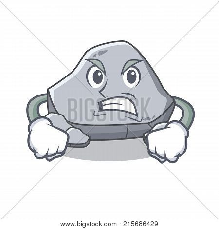Angry stone character cartoon style vector illustration