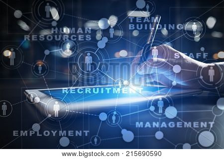 Human resource management, HR, recruitment, leadership and teambuilding. Business and technology concept