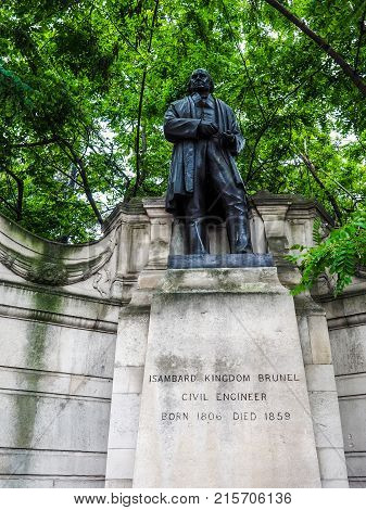 Brunel Statue In London, Hdr