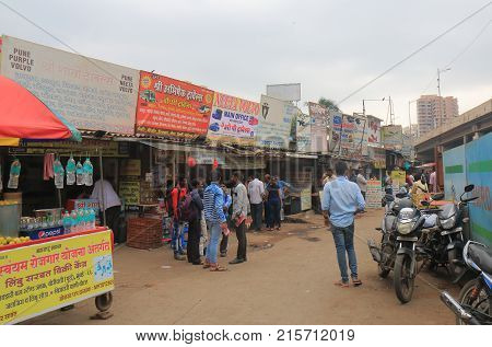 Mumbai India - October 14, 2017: Unidentified People Travel At Long Distance Bus Terminal In Borival