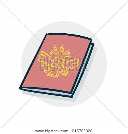 Russian passport icon. Vector illustration of a funny cartoon style