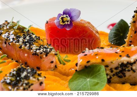 Red Tuna With Carrot Purée