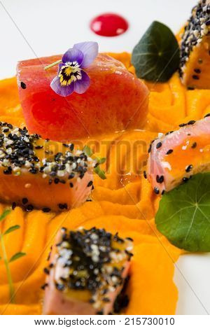 Red Tuna With Carrot Purée
