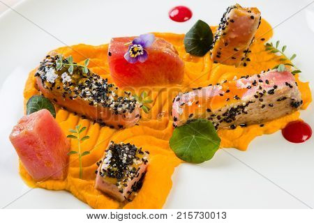 Red Tuna With Carrot Purée
